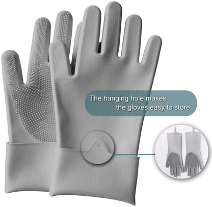 Pet Dog Bath Gloves, Grooming Brush and Hair Removal for Cat Horse (Gray)