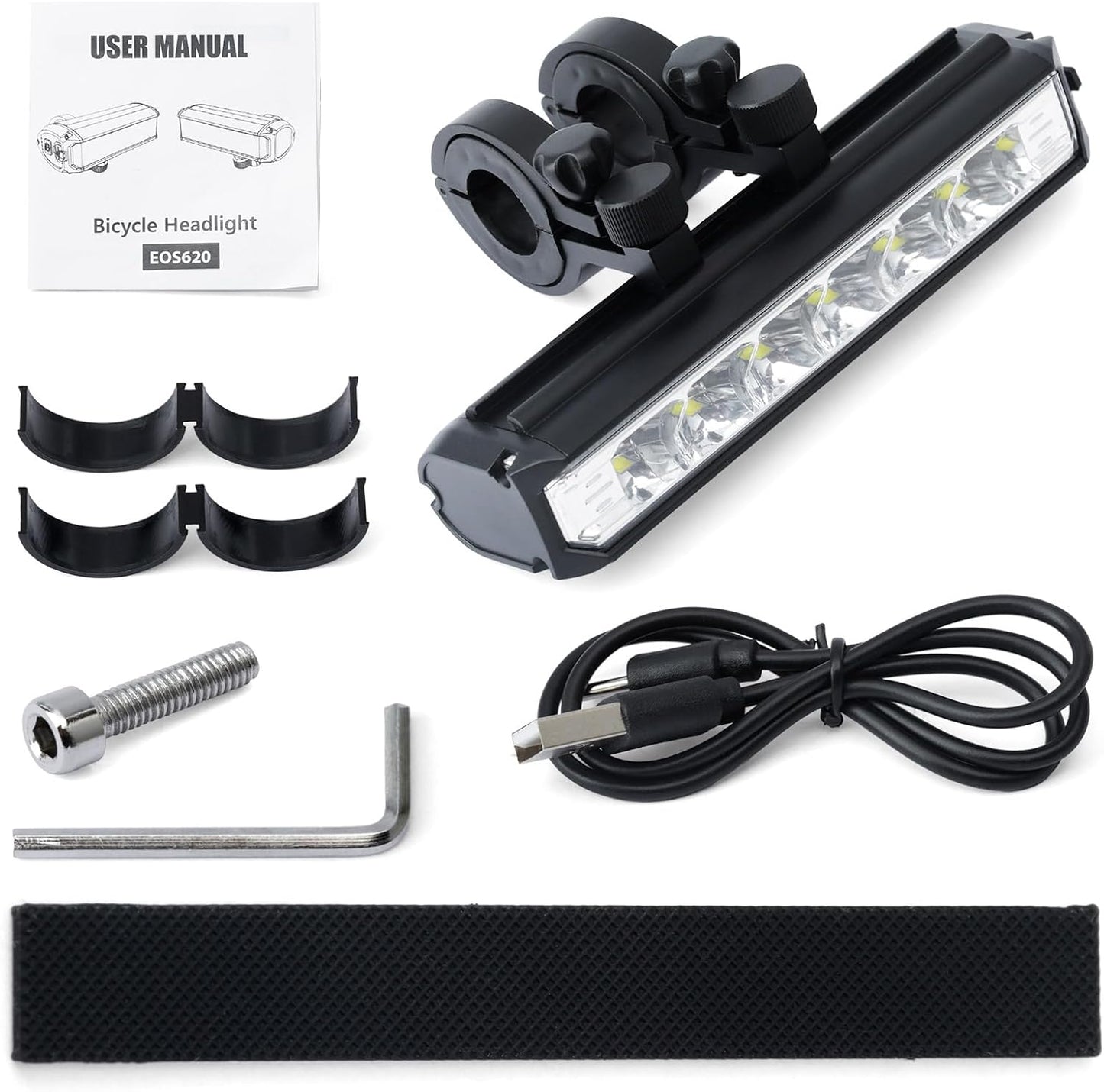 LED Bike Light Compatible with Tuttio Soleil01 Electric Dirt Bike USB Rechargeable Bicycle Headlight Daytime Running Lights with Mounting Bracket and Tools, for Night Riding Off-Road Cycling