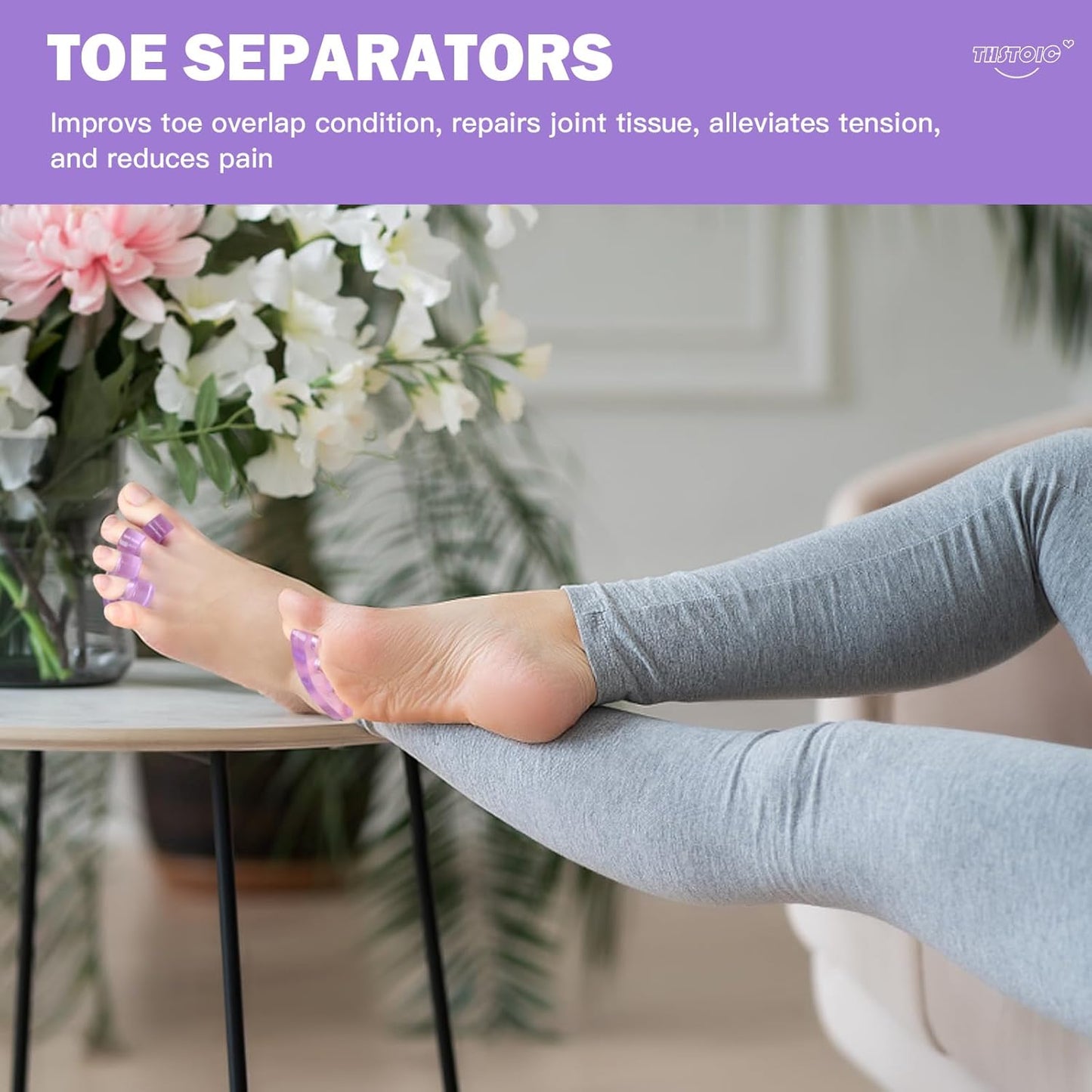 Toe Separators for Women, Pedicure Toe Spacers & Spreaders - Yoga Relax and Finger Dividers, Gel Silicone Toe Separators for Pedicure, Nail Polish, Toenail Painting (2-Pairs)