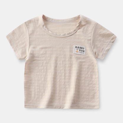 Boys and Girls Stripe Short Sleeve T-shirt Kids Clothing