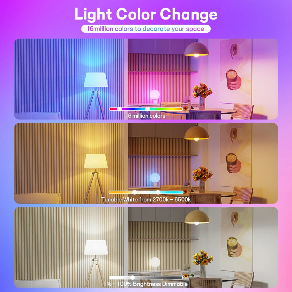 NINFULL Smart Light Bulbs RGB E27 GU10 Led Bulb 100-240V Smart Home Wifi Bluetooth Lamp Works with Alexa Google Home Smartthings