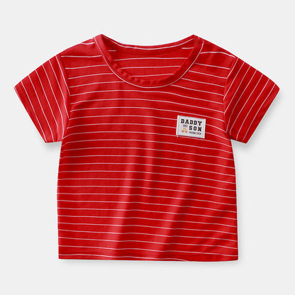 Boys and Girls Stripe Short Sleeve T-shirt Kids Clothing