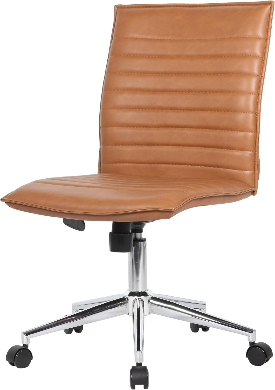 Modern Vinyl Armless Hospitality Office Chair, Caramel