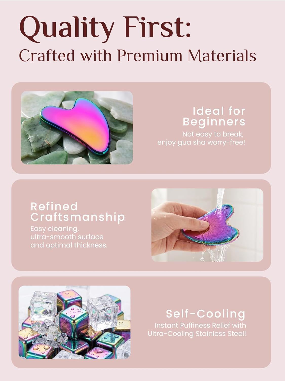 Gua Sha Facial Tools, Stainless Steel Guasha Tool for Acupuncture, Manual Massage Tool for Jawline Sculpting and Puffiness Reducing, Gua Sha Facial Massage Tool (Irridescent)