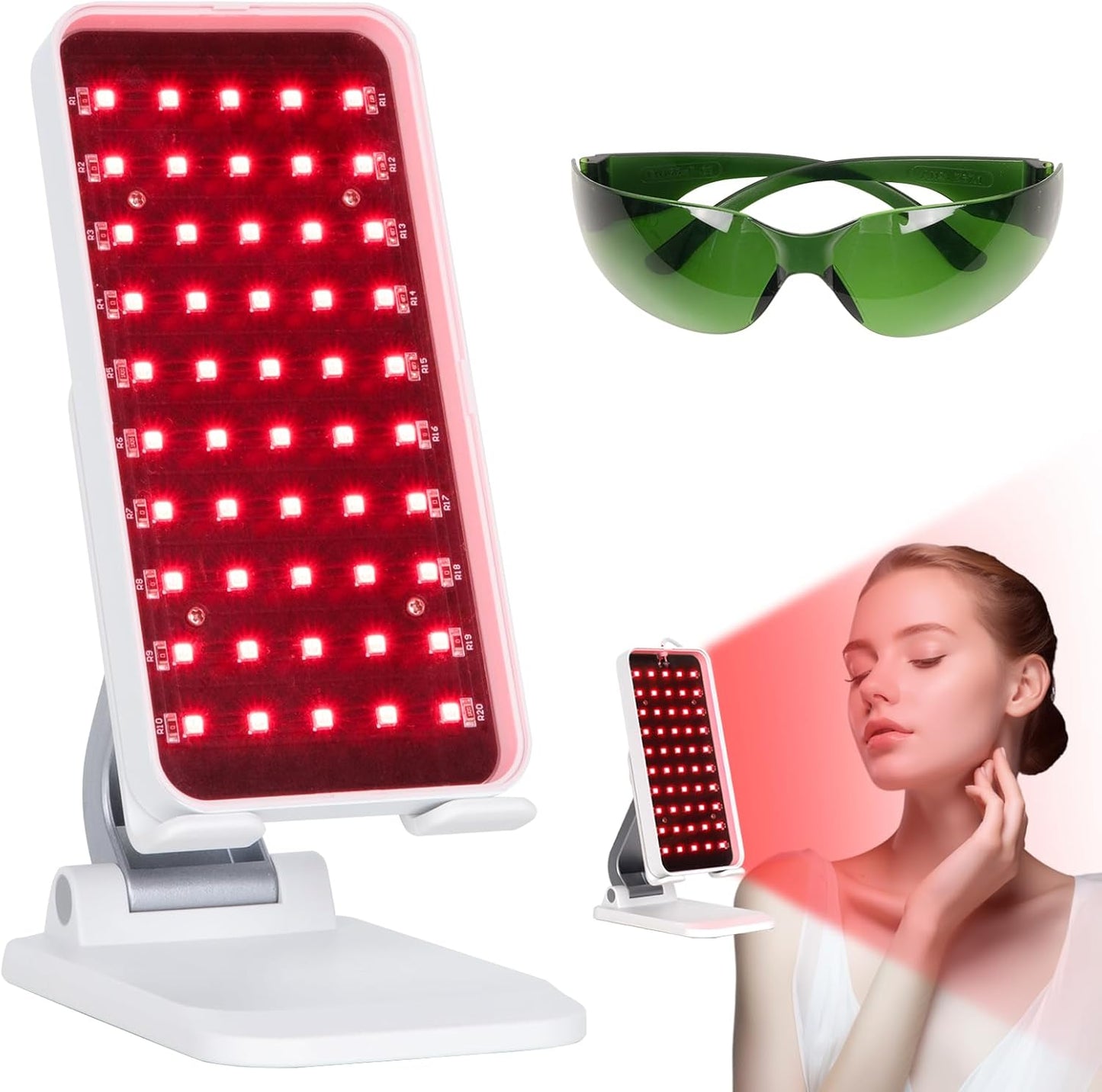 Red Light Therapy, Handheld Red Light Therapy for Face with Adjustable Stand, 660Nm & 850Nm Infrared Red Light Therapy Device at Home and Office Use