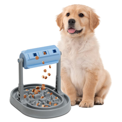 Upgraded Interactive Dog Puzzle Toy Dog Food Treat Feeding Toys Pets Boredom Dispensing Slow Feeder Bowls with Cylinder Adjustable Anxiety IQ Training in Feeding for Small/Medium Dogs