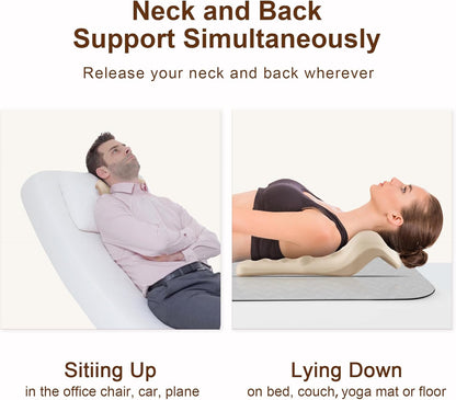 Neck and Shoulder Relaxer with Upper Back Massage Point, Cervical Traction Device Neck Stretcher for TMJ Pain Relief and Cervical Spine Alignment Chiropractic Pillow (Ivory)