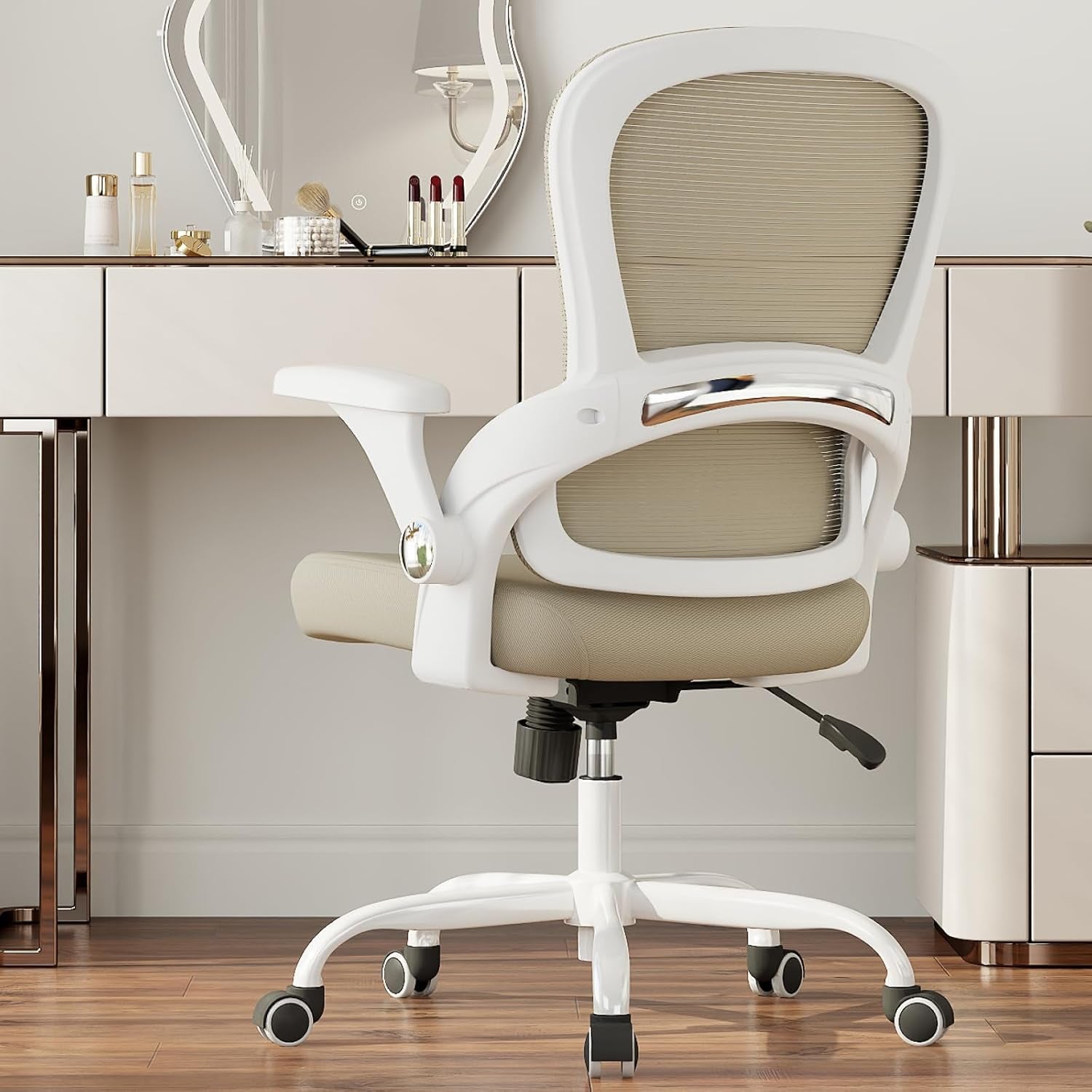 Office Chair - Ergonomic Office Chair with Back Support, Home Office Desk Chairs, Comfy Desk Chair, Computer Chair, 330Lbs Wide Seat Big and Tall Office Chairs for Office Workers (Beige)